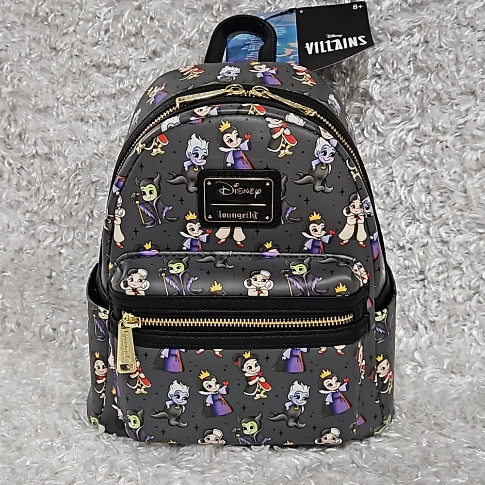 Loungefly Disney Villains chibi backpack Maleficent Ursula Evil Queen Cruella